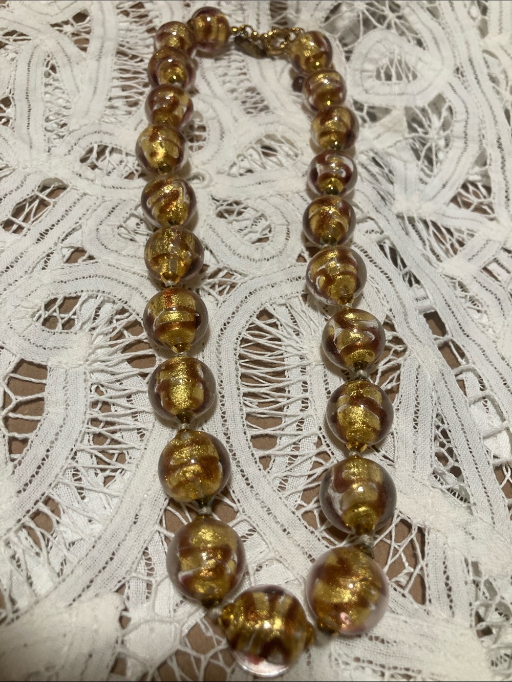 Gold Glass Bead Necklace - Picture 3 of 12